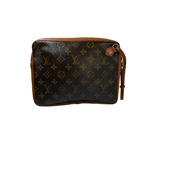 Authentic Louis Vuitton Monogram Canvas Brown Leather Bag With Zip Closure & Adj - Picture 1 of 11